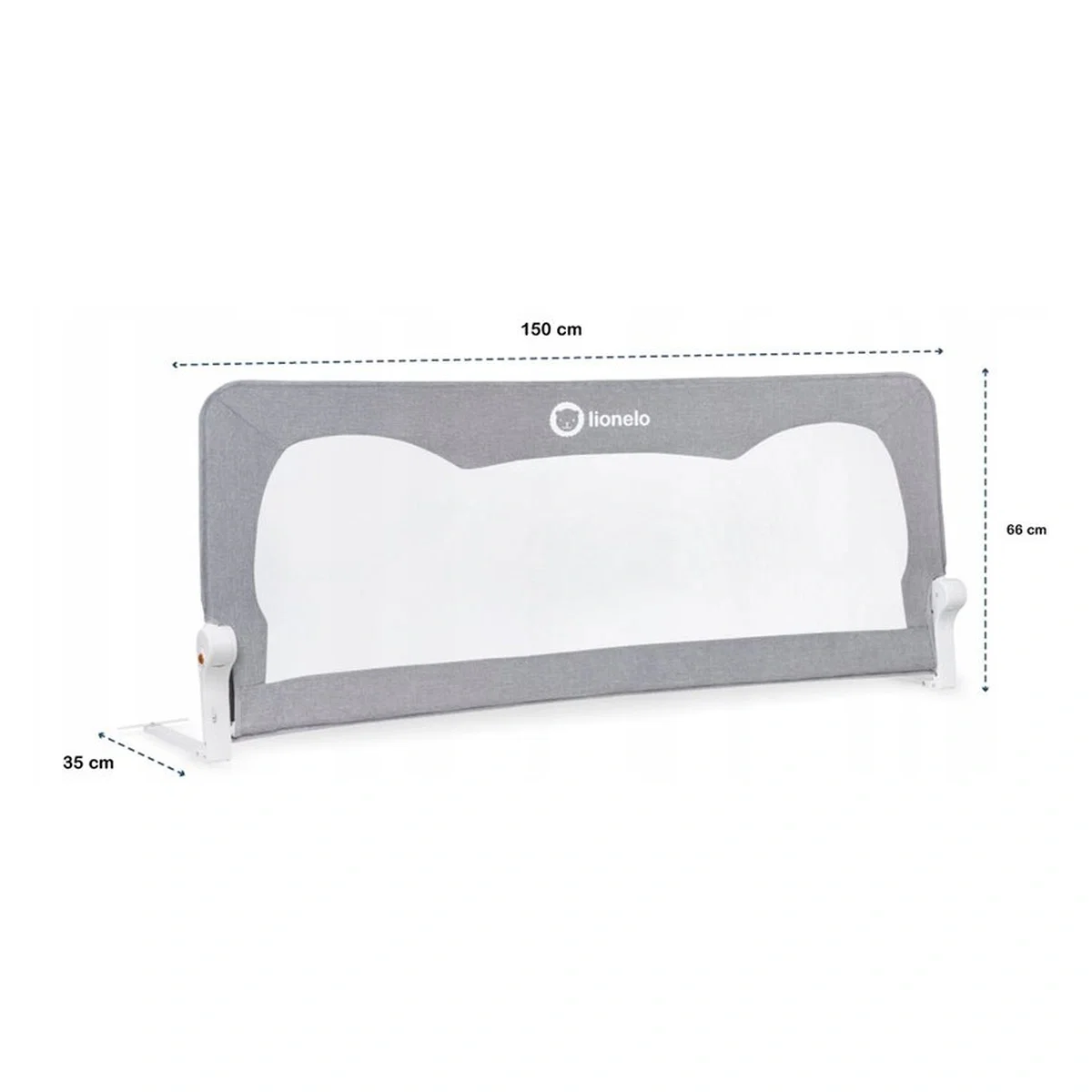 Bariera protectie pat Hanna , Cu buzunar accesorii, 150x66 cm, Conform cu standardul european de securitate BS7072, Gri [4]
