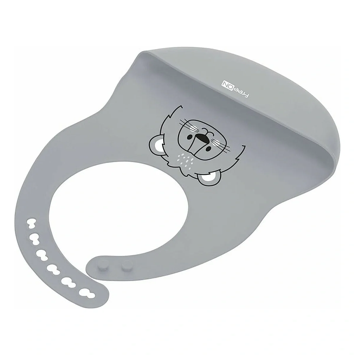 Baveta, FreeON, Moale, Din silicon, Fara BPA, Cu buzunar, 31 x 24 cm, Lion Grey 6 luni [1]