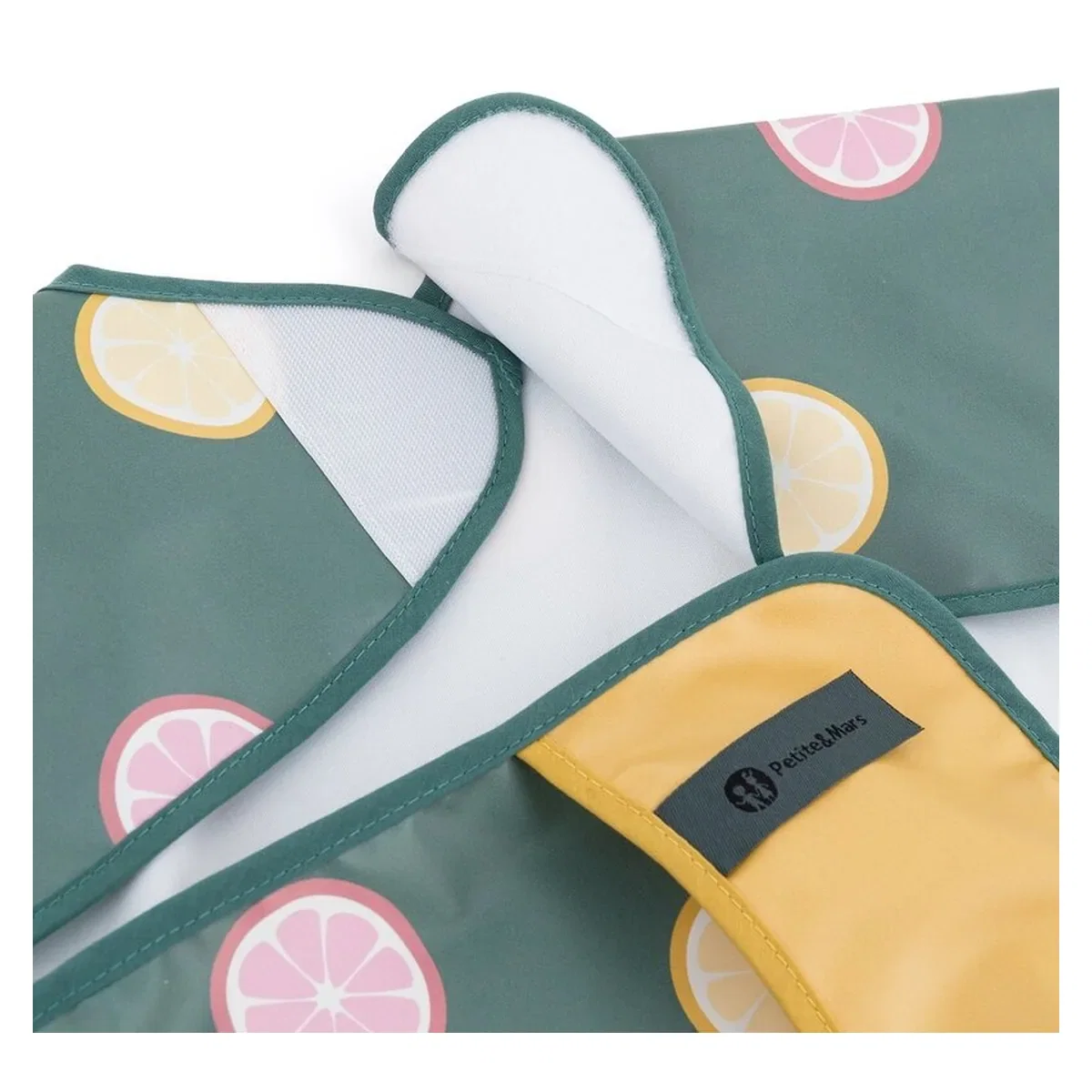 Baveta impermeabila, Petite&Mars, Cu maneci lungi, 24 luni+, Beige Citrus [4]