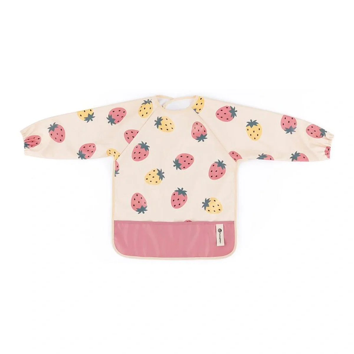 Bavete - Baveta impermeabila, Petite&Mars, Cu maneci lungi, 24 luni+, Beige Strawberies