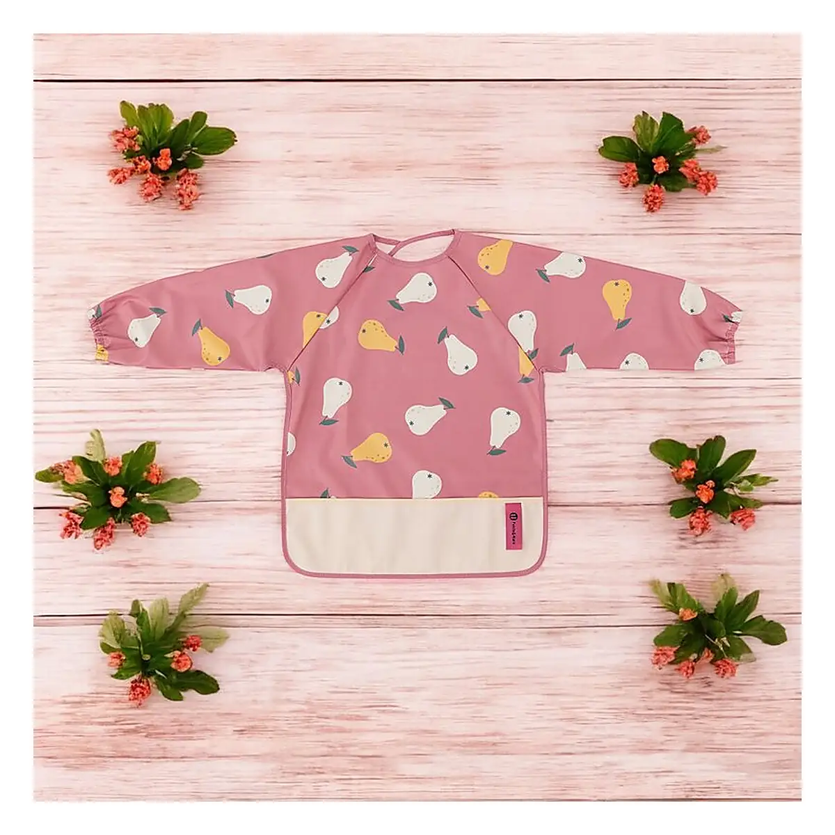 Baveta impermeabila, Petite&Mars, Cu maneci lungi, 24 luni+, Pink Pears [1]