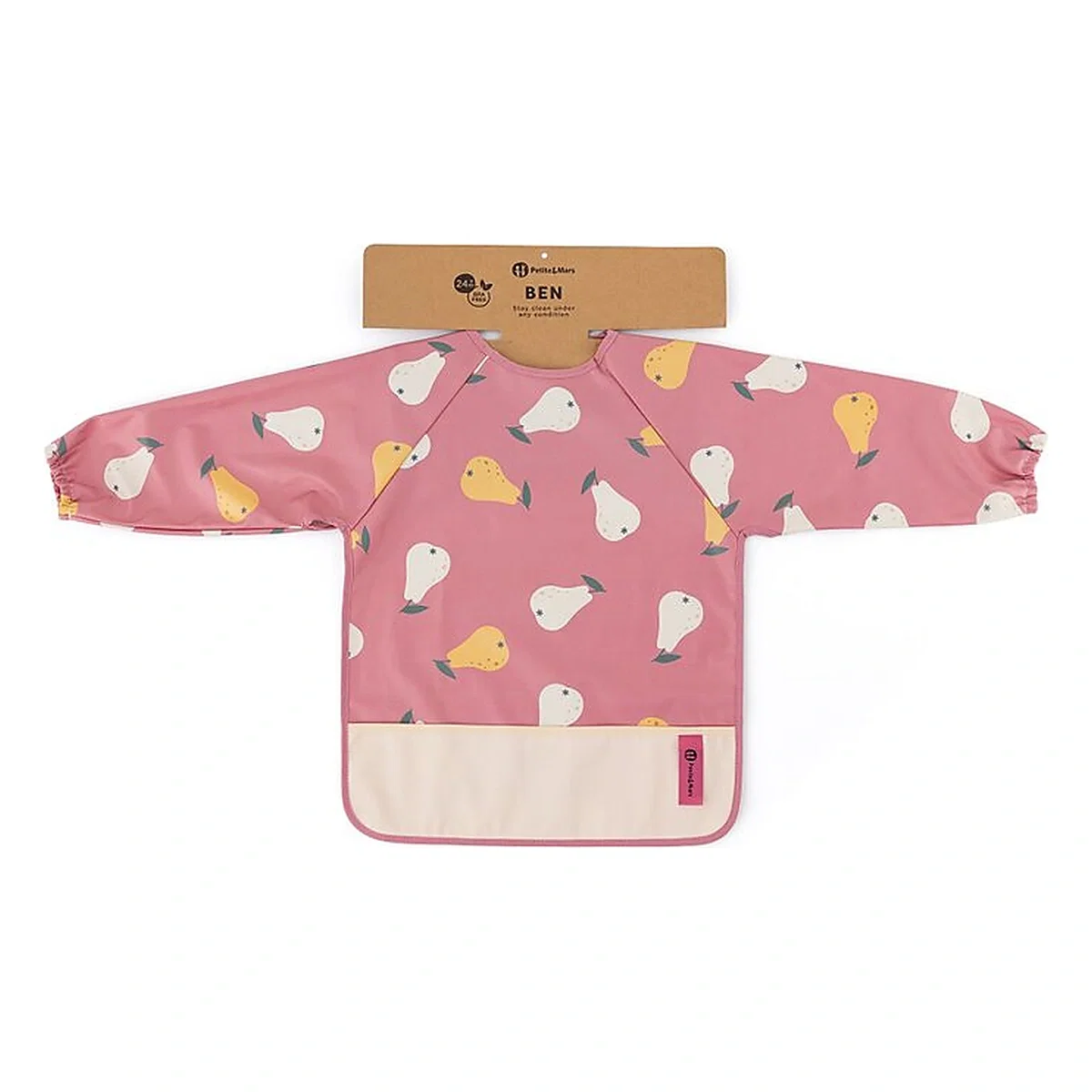 Baveta impermeabila, Petite&Mars, Cu maneci lungi, 24 luni+, Pink Pears [2]