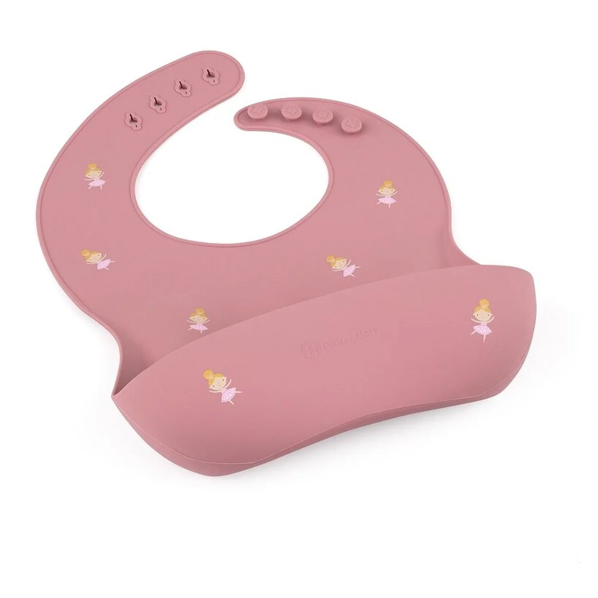Baveta moale Take&Match, Reglabil, Cu buzunar colector, Silicon, Fara BPA, 6 luni+ Roz* Petite&Mars [1]
