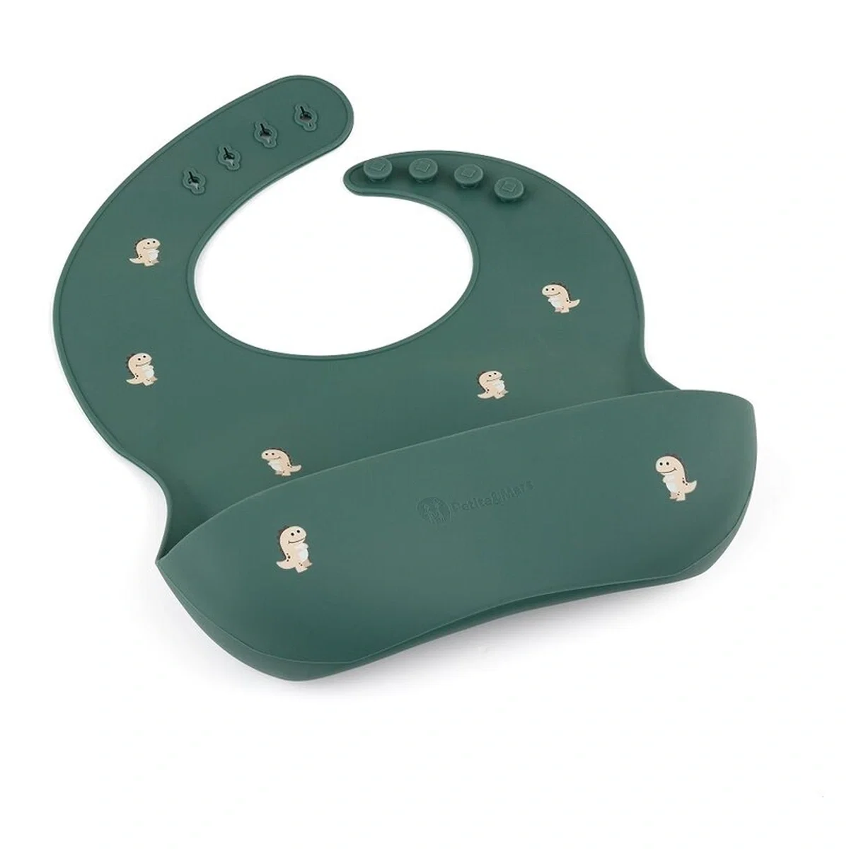 Baveta moale Take&Match, Reglabil, Cu buzunar colector, Silicon, Fara BPA, 6 luni+ Verde* Petite&Mars [1]