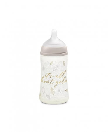 Biberon 270 ml tetină fiziologică SX Pro cu debit mediu Gri Gold Premium Suavinex 3 luni [1]