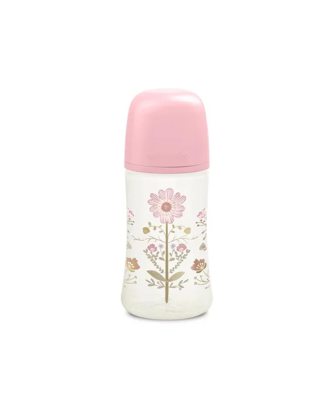 Biberoane - Biberon 270 ml tetină fiziologică SX Pro cu debit mediu Roz Gold Premium Suavinex 3 luni