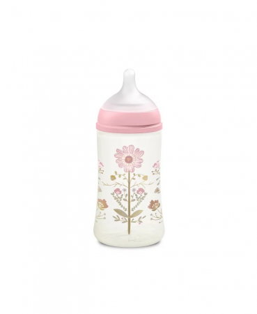 Biberon 270 ml tetină fiziologică SX Pro cu debit mediu Roz Gold Premium Suavinex 3 luni [1]