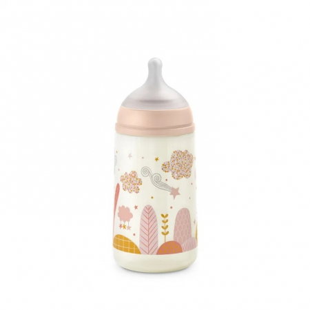 Biberon 270 ml tetină fiziologică SX Pro debit mediu piersică Dreams Suavinex 3 luni [1]