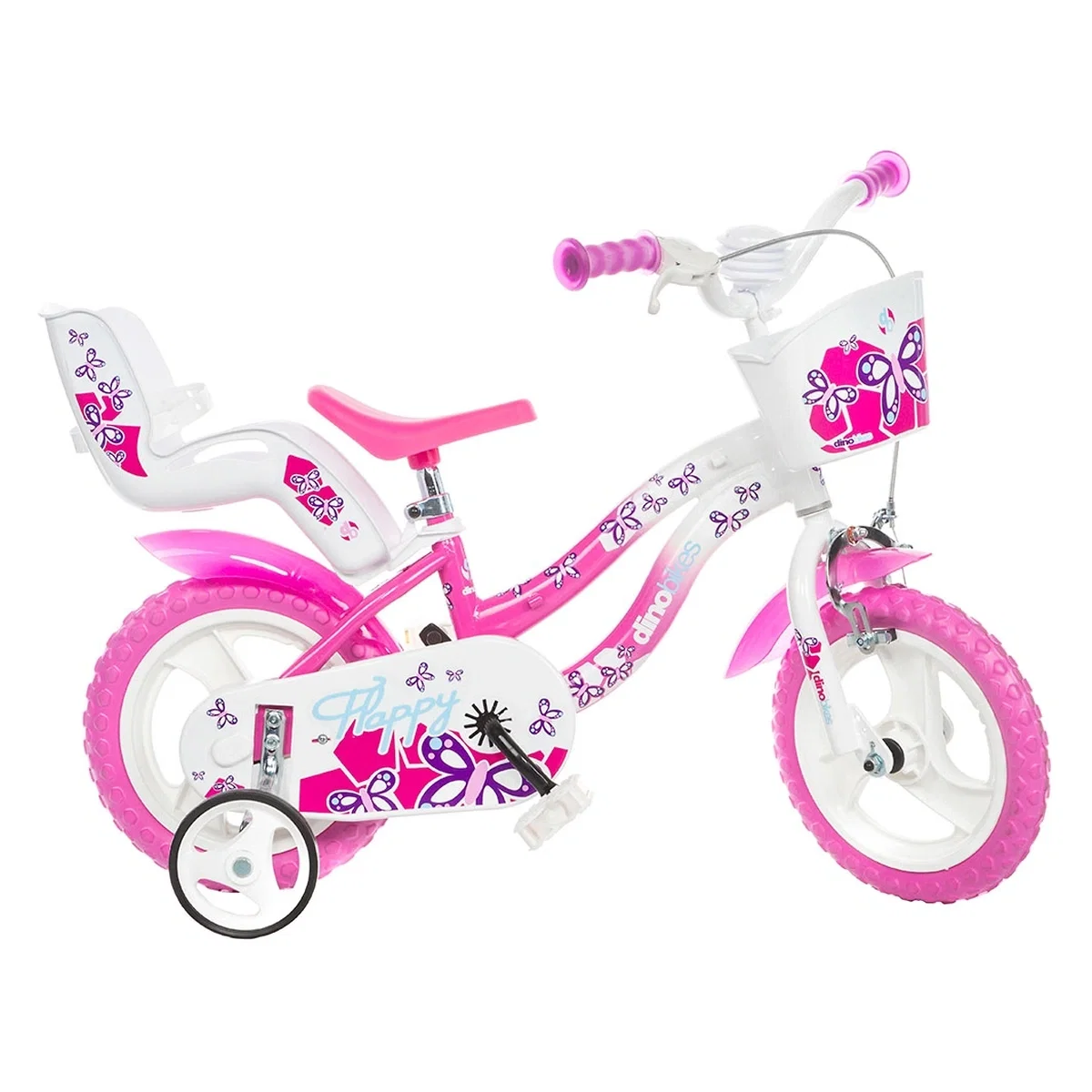 La plimbare - Bicicleta copii 12 inch Dino Bikes Flappy - roz, 3-5 ani