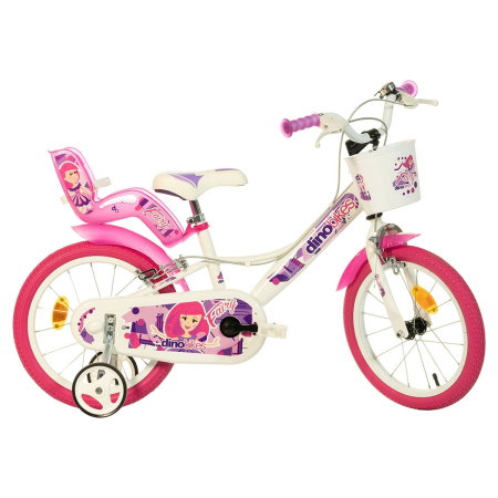 Biciclete copii - Bicicleta copii 16", 6-8 ani, Dino Bikes Fairy alb si roz