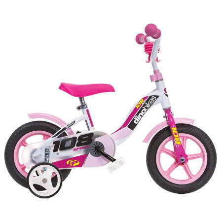 Bicicleta copii Dino Bikes 10" 108 Sport alb si roz [0]
