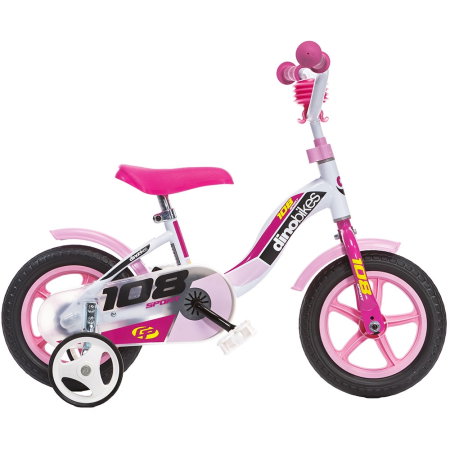 La plimbare - Bicicleta copii Dino Bikes 10" 108 Sport alb si roz