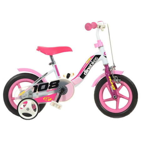 Bicicleta Copii Dino Bikes 10" 108 Sport Alb Roz - 3 ani+ [0]
