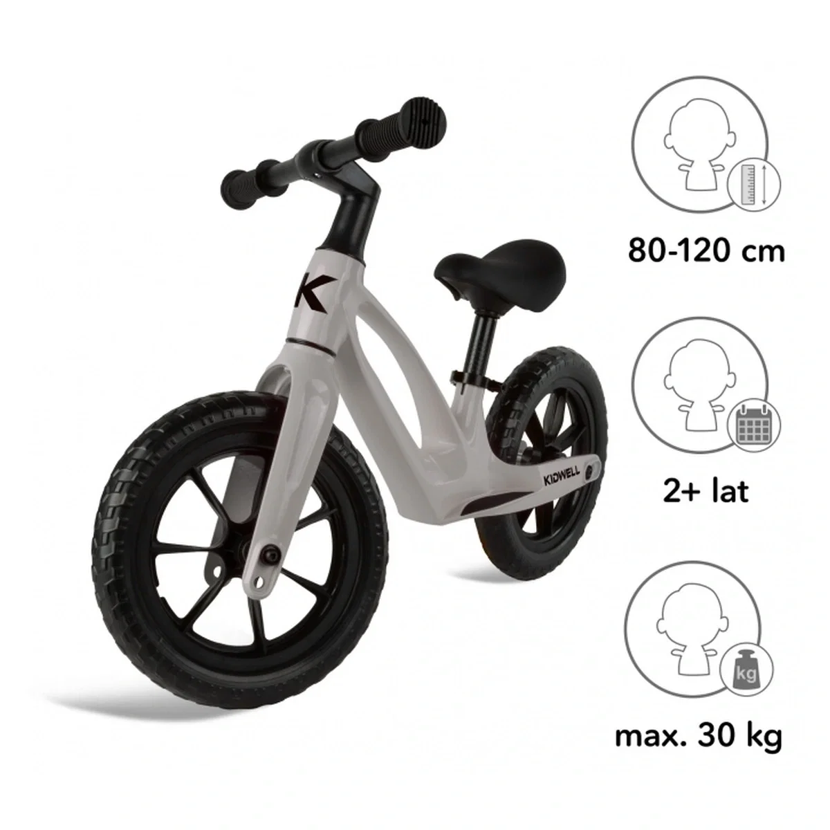 Bicicleta fara pedale, cadru magneziu, roti EVA, Kidwell VITO - Gri 2 ani+ [5]