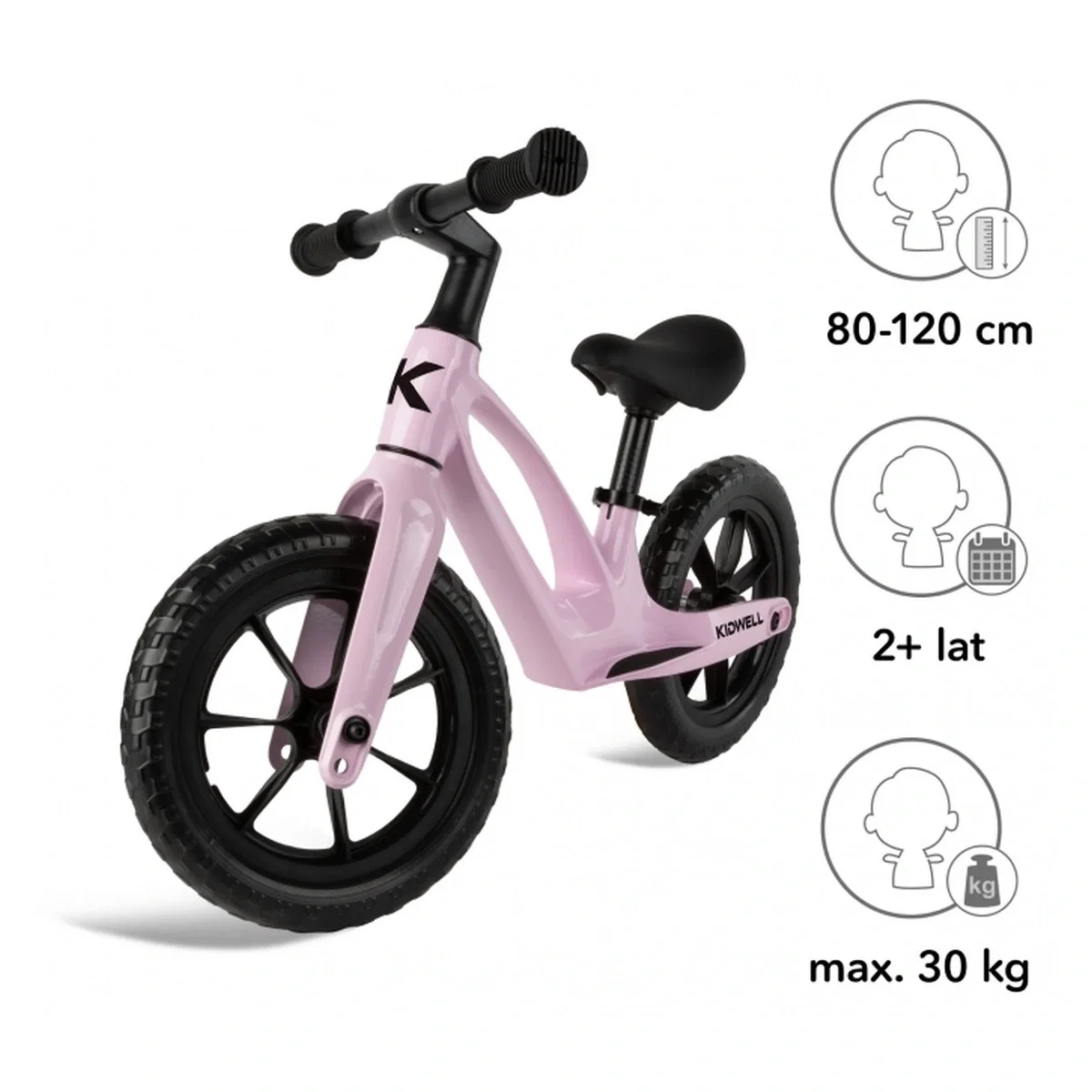 Bicicleta fara pedale, cadru magneziu, roti EVA, Kidwell VITO - Roz 2 ani+ [5]