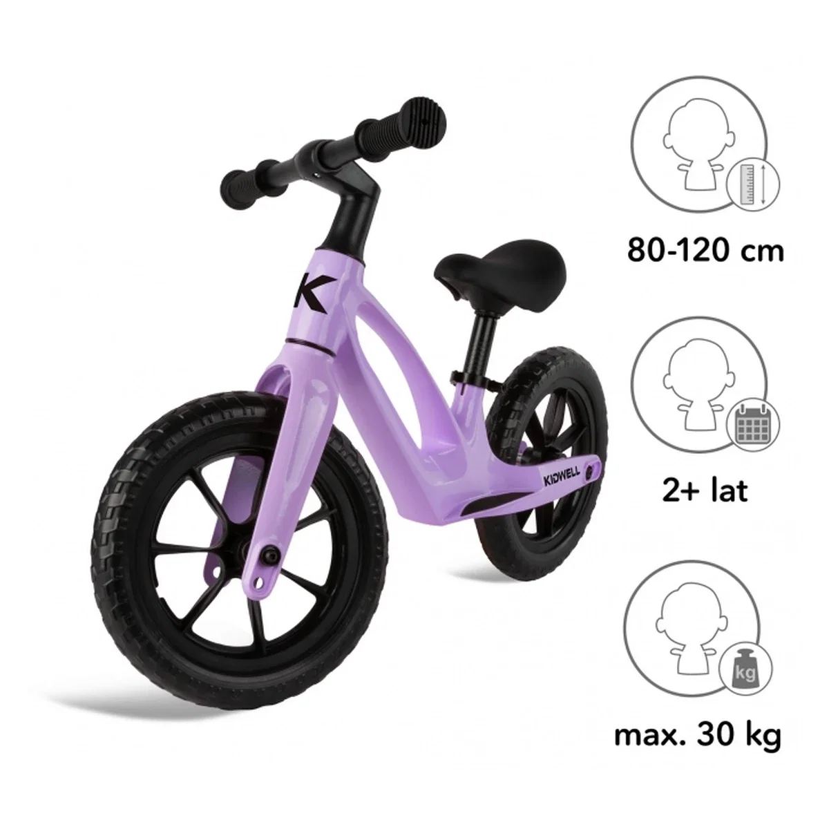 Bicicleta fara pedale, cadru magneziu, roti EVA, Kidwell VITO - Violet 2 ani+ [5]
