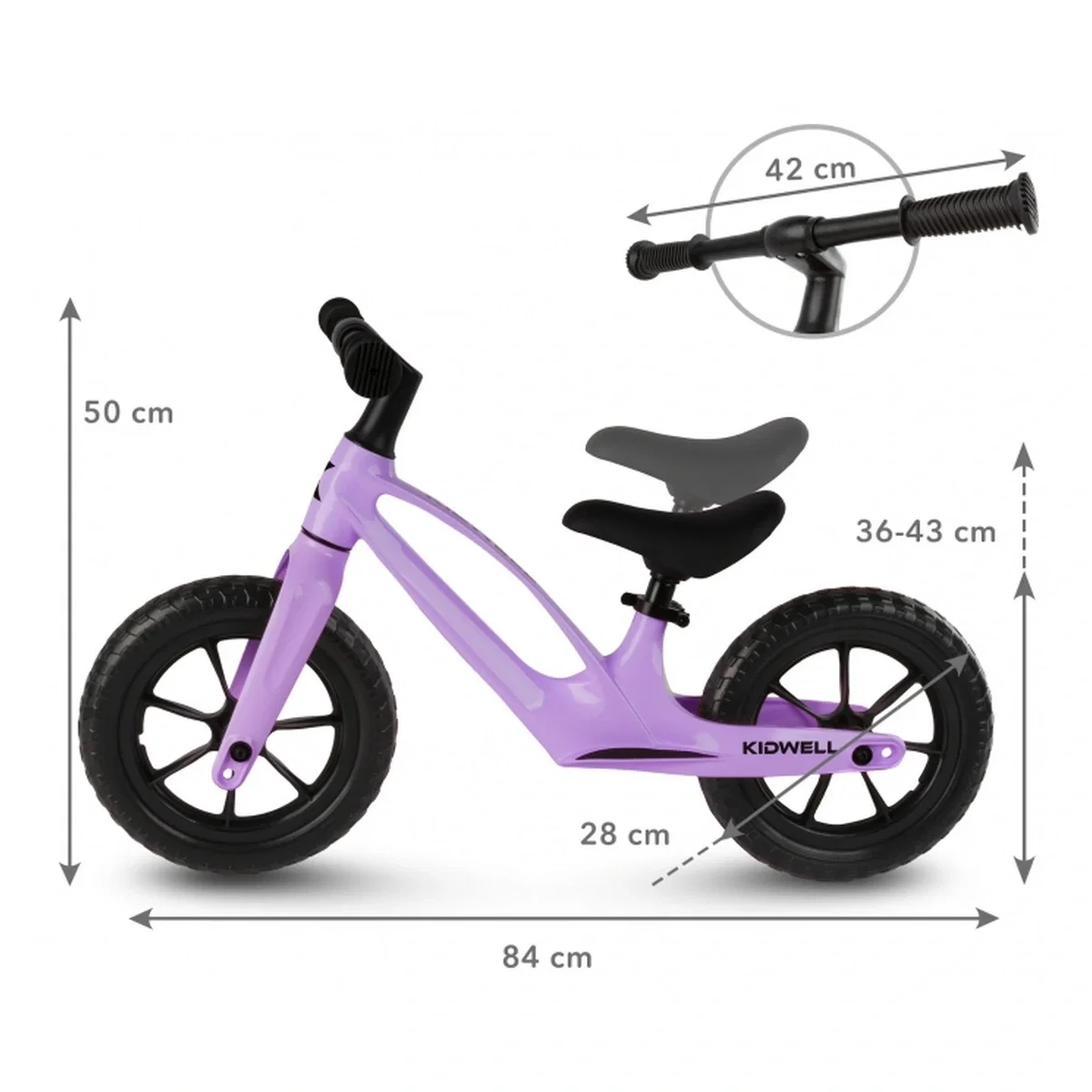 Bicicleta fara pedale, cadru magneziu, roti EVA, Kidwell VITO - Violet 2 ani+ [8]