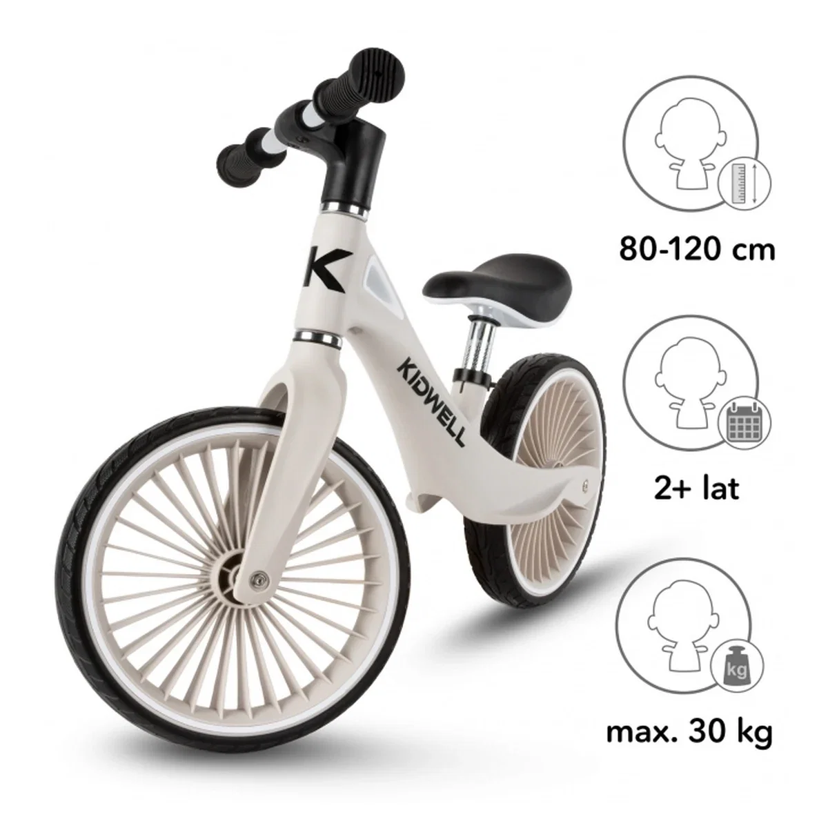 Bicicleta fara pedale, cadru nailon, roti PU, Kidwell NIX - Gri 2 ani+ [4]
