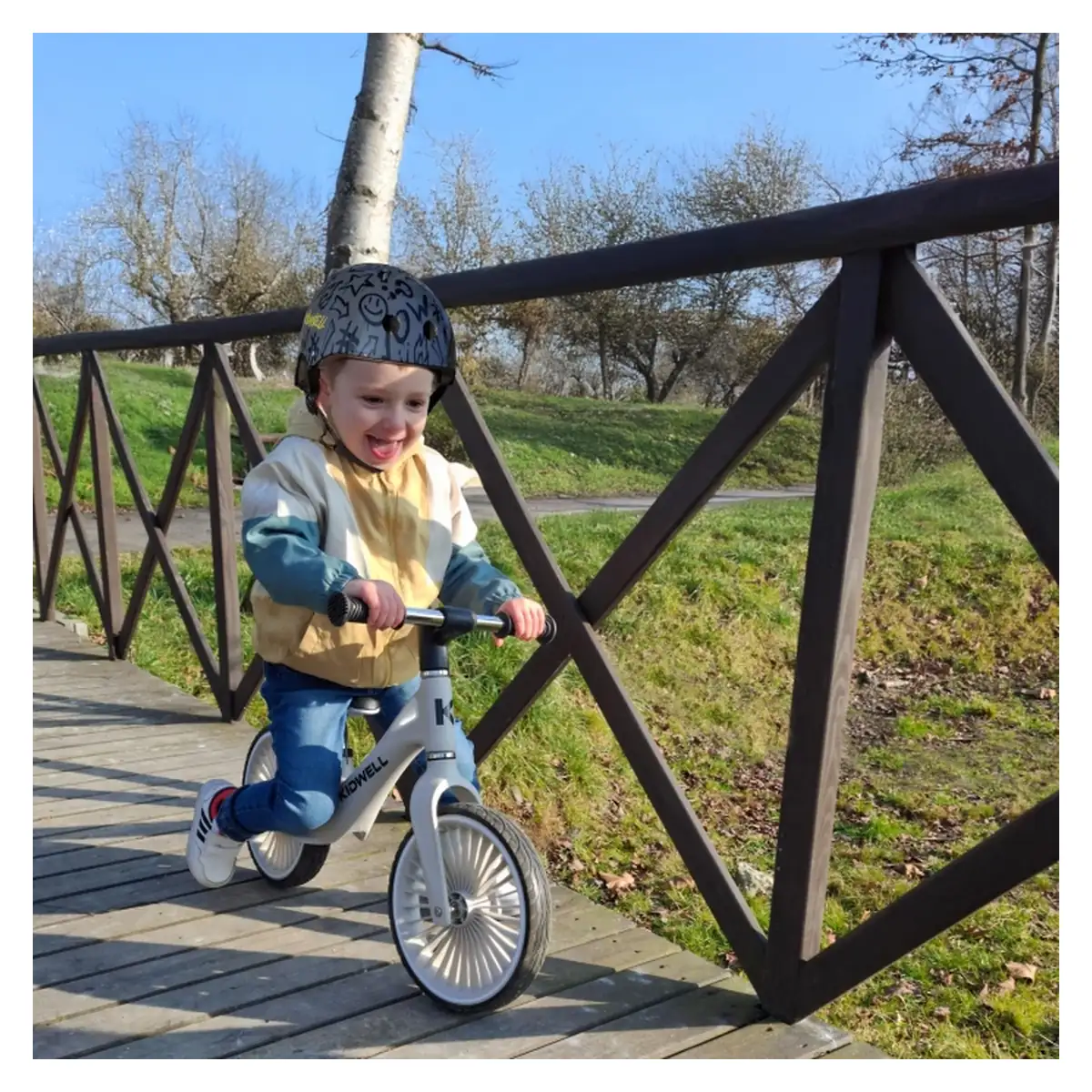 Bicicleta fara pedale, cadru nailon, roti PU, Kidwell NIX - Gri 2 ani+ [6]