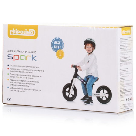Bicicleta fara pedale Chipolino Spark, Black white 3 ani [4]
