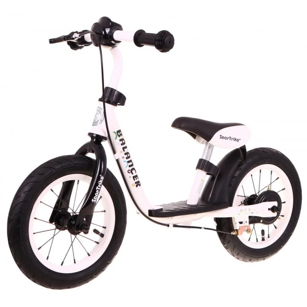 Bicicleta fara pedale cu frana, suport picioare, roti gonflabile, Balancer SporTrike - Alb [2]