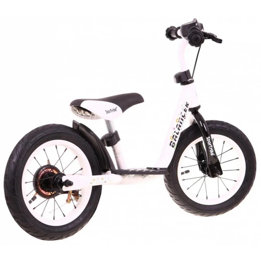 Bicicleta fara pedale cu frana, suport picioare, roti gonflabile, Balancer SporTrike - Alb [3]