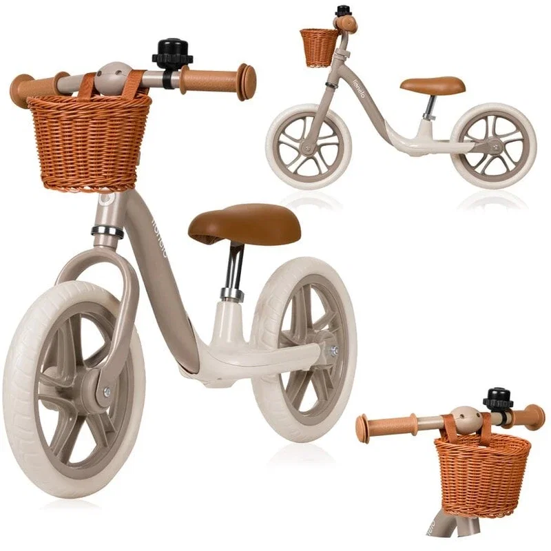 Bicicleta fara pedale, Lionelo, Alex Plus, Usoara, Include cos depozitare si sonerie, 12 inch, Beige Sand 3 ani [7]
