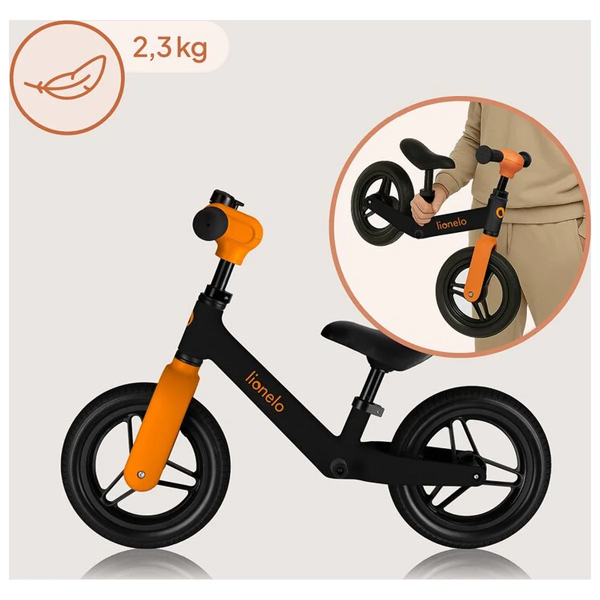 Bicicleta fara pedale, Lionelo, Toni, Cu ghidon si sa reglabile, Ultra usoara, 2.8 Kg, 18 luni+, Sustine 30 kg, Conform [6]
