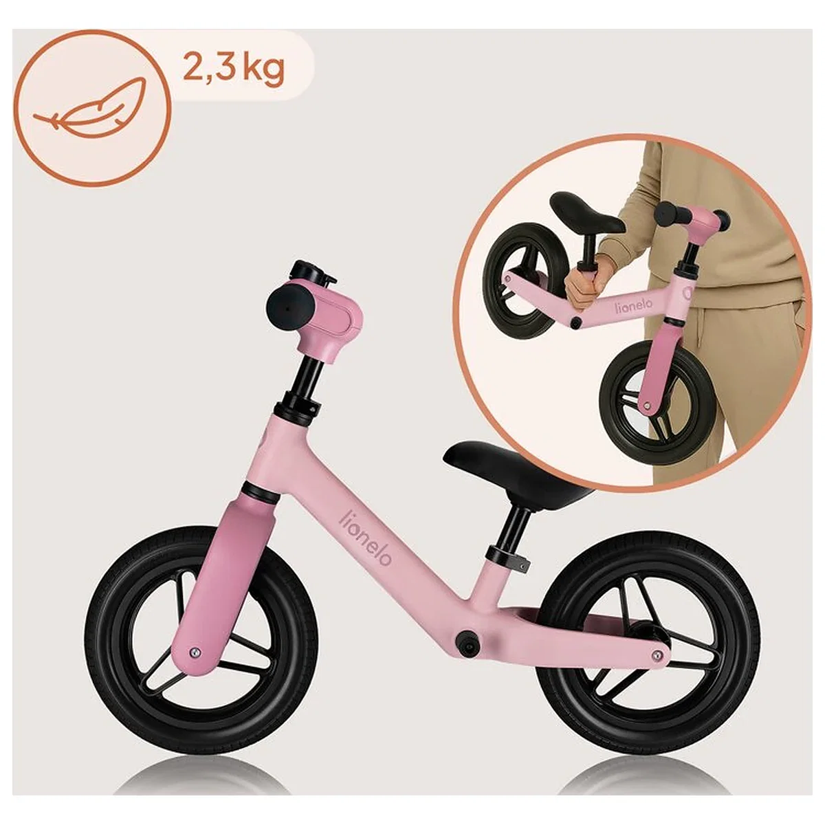 Bicicleta fara pedale, Lionelo, Toni, Cu ghidon si sa reglabile, Ultra usoara, 2.8 Kg, 18 luni+, Sustine 30 kg, Conform [8]