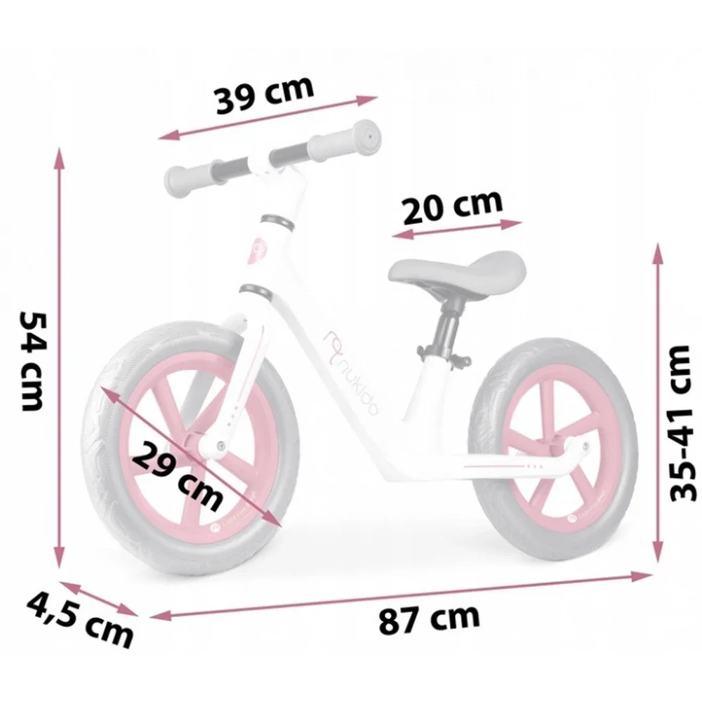 Bicicleta fara pedale , roti EVA, Light Flee Nukido - Roz - Alb 2 ani+ [5]