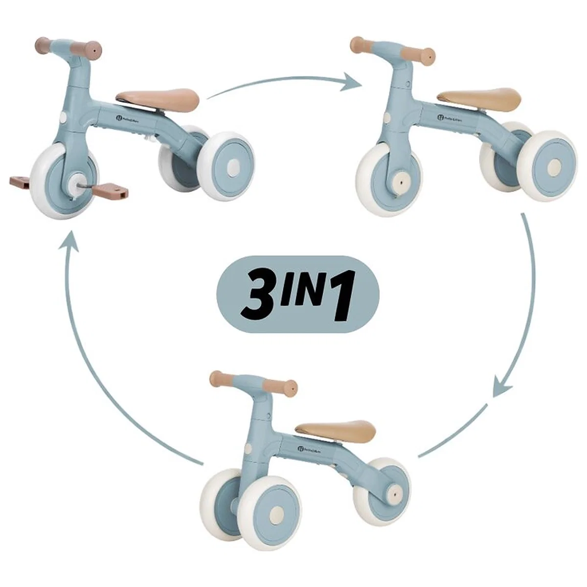 Bicicleta/tricicleta, 3 in 1 Petite&Mars, Multifunctionala, Cu/fara pedale, Ghidon directionabil, Sa reglabila pe inaltime, 2.3 kg, Pana la 25 kg, 12-36 luni, Albastru [1]