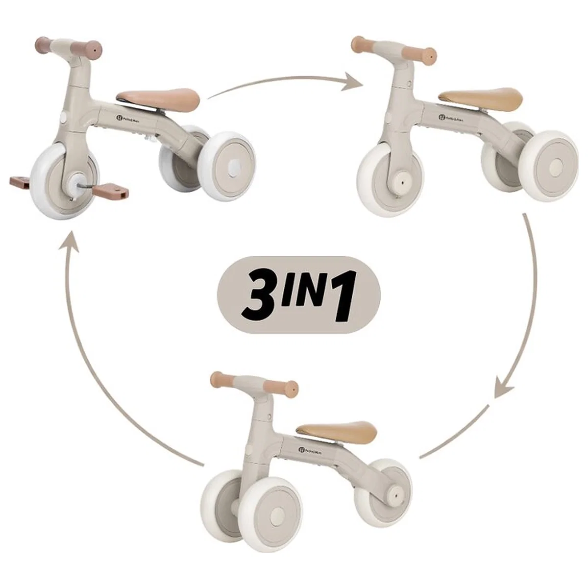 Bicicleta/tricicleta,3 in 1 Petite&Mars, Multifunctionala, Cu/fara pedale, Ghidon directionabil, Sa reglabila pe inaltime, 2.3 kg, Pana la 25 kg, 12-36 luni, Bej [1]