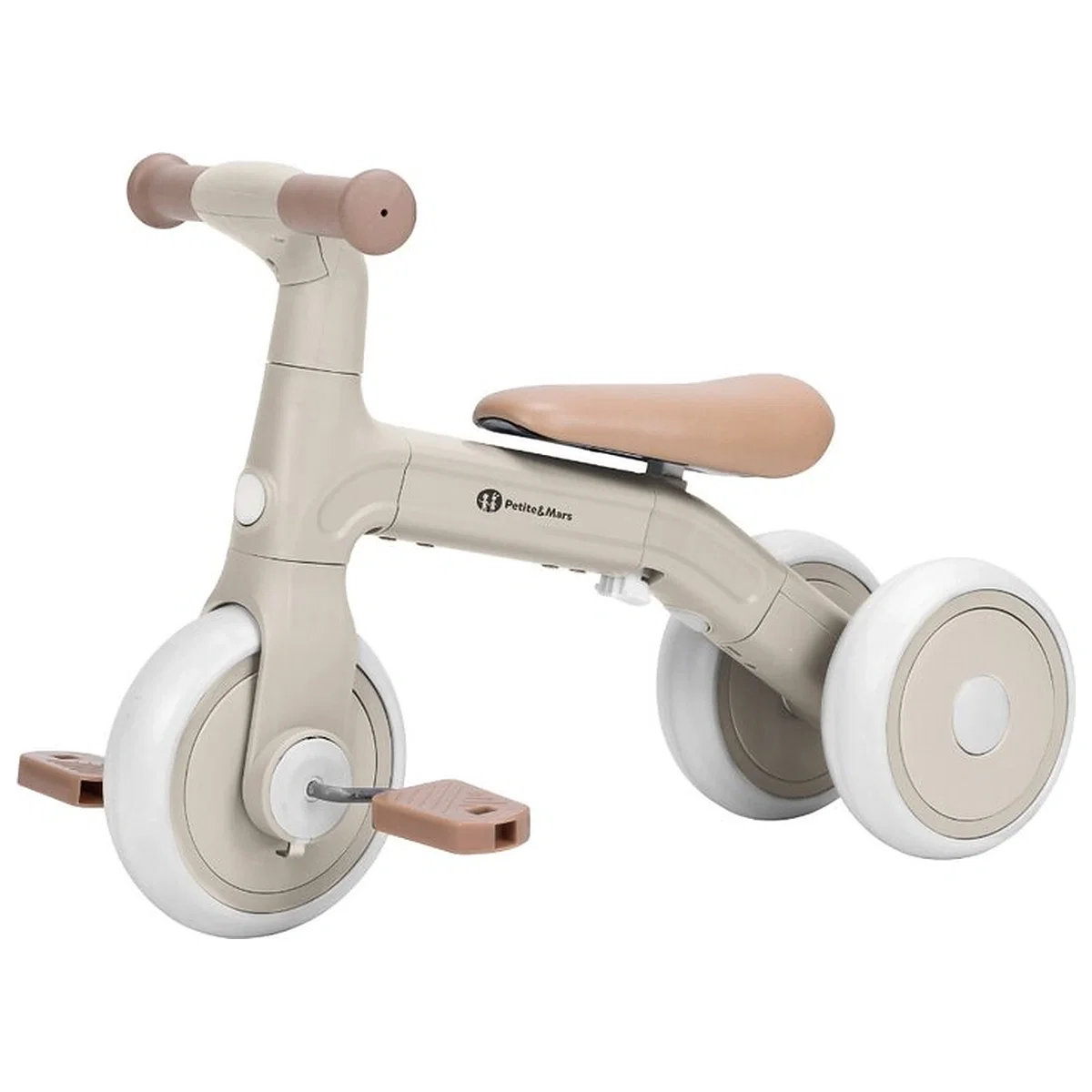 Triciclete copii - Bicicleta/tricicleta,3 in 1 Petite&Mars, Multifunctionala, Cu/fara pedale, Ghidon directionabil, Sa reglabila pe inaltime, 2.3 kg, Pana la 25 kg, 12-36 luni, Bej