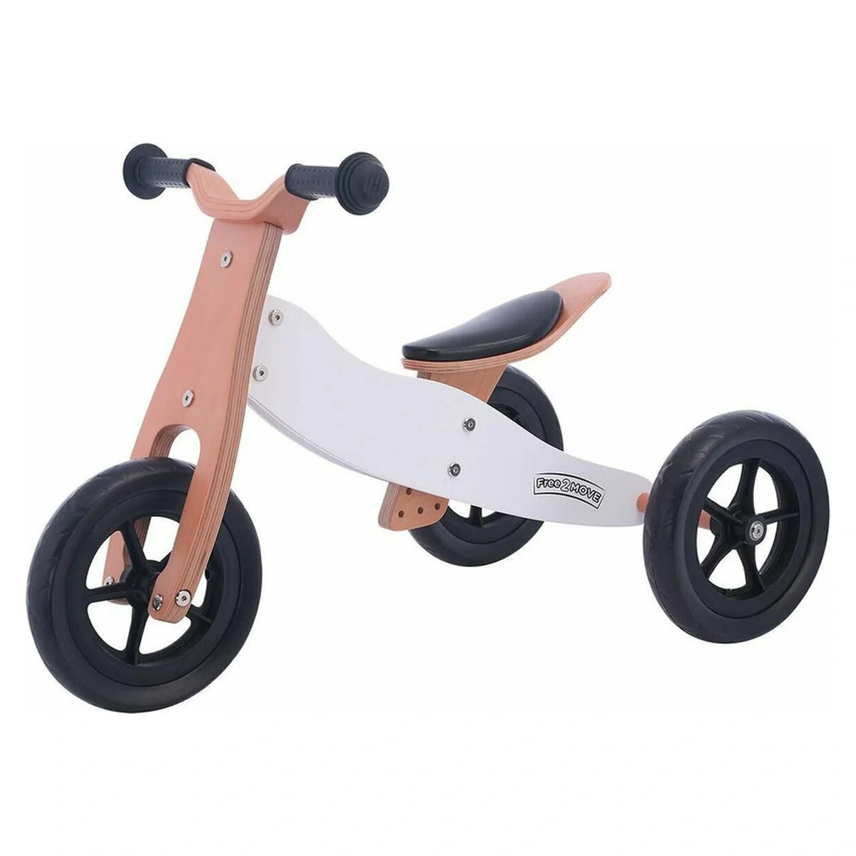 Biciclete copii - Bicicleta/tricicleta fara pedale din lemn, 2 in 1, Functie de bicicleta echilibru, Sa reglabila, Manere antiderapante,
