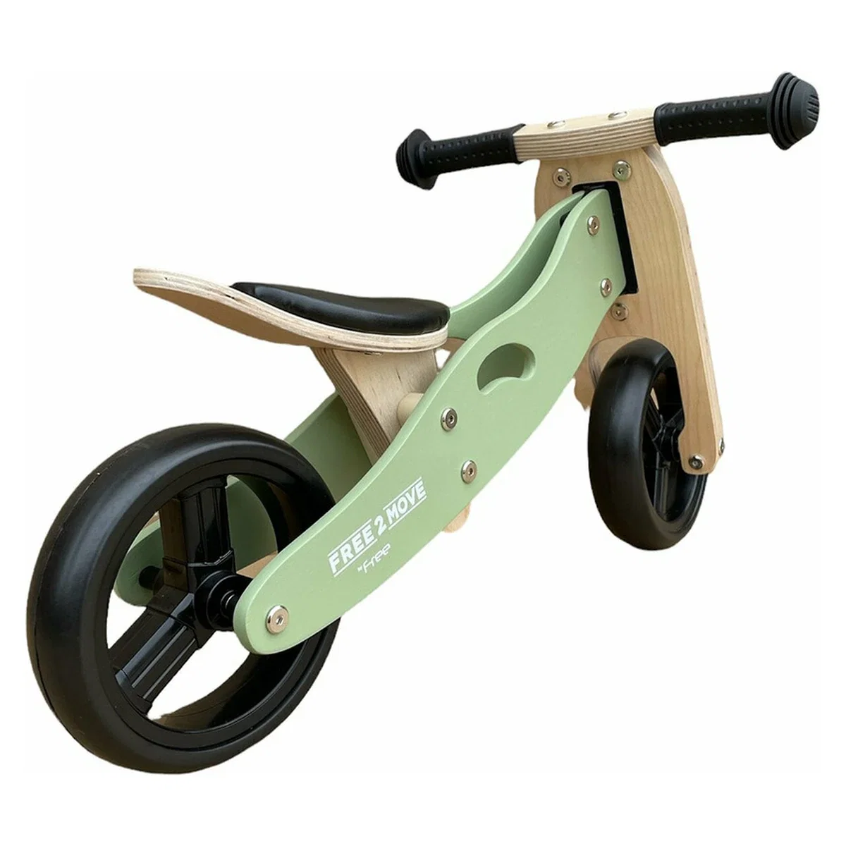 Bicicleta/tricicleta fara pedale, Free2Move, Din lemn, 2 in 1, Functie de bicicleta echilibru, 1-3 ani, Mint [6]