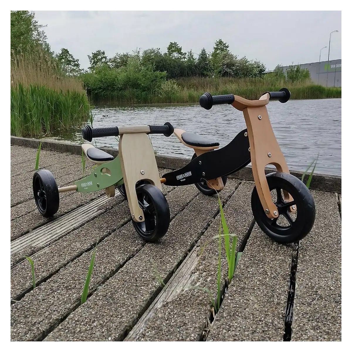 Bicicleta/tricicleta fara pedale, Free2Move, Din lemn, 2 in 1, Functie de bicicleta echilibru, 1-3 ani, Mint [13]