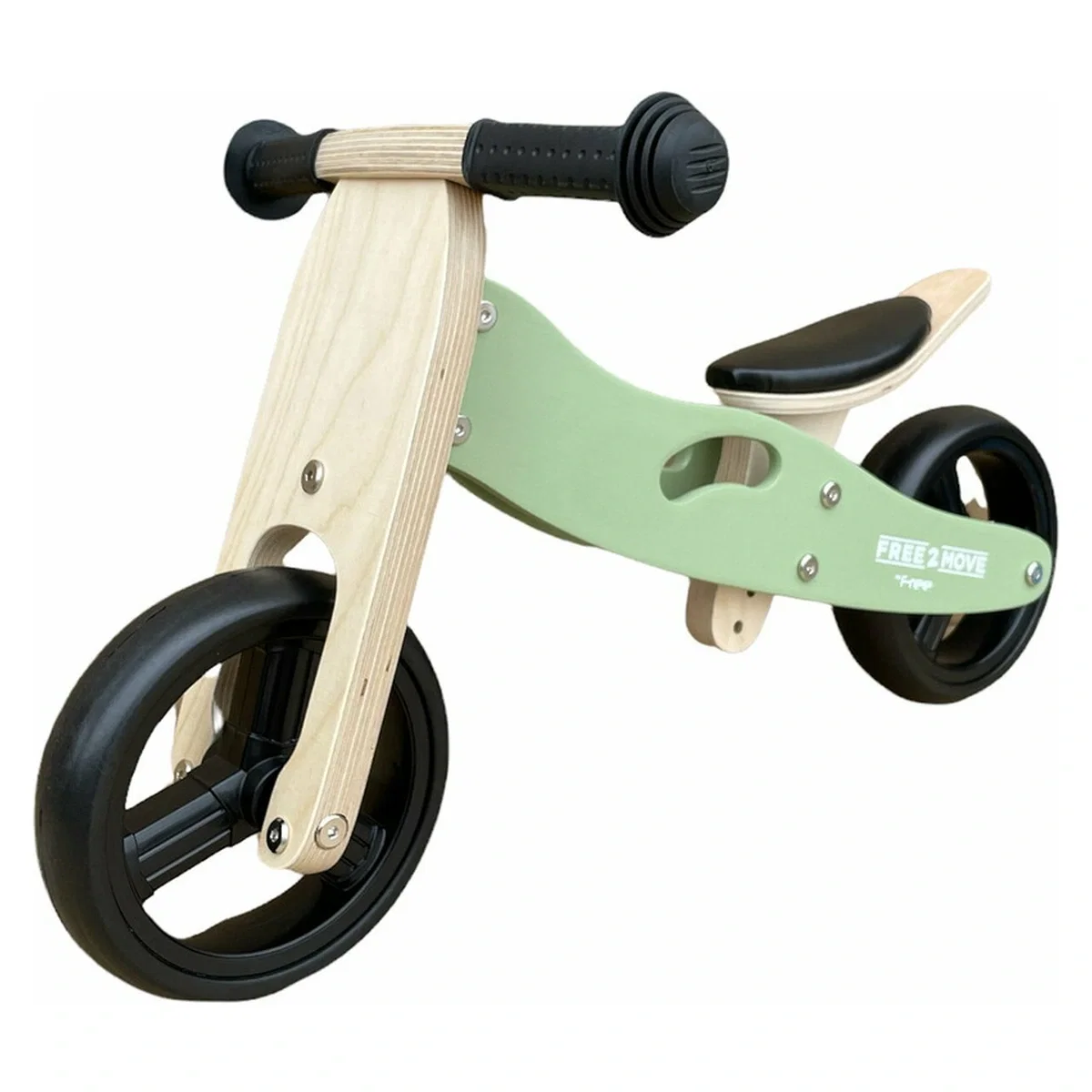 Bicicleta/tricicleta fara pedale, Free2Move, Din lemn, 2 in 1, Functie de bicicleta echilibru, 1-3 ani, Mint [3]