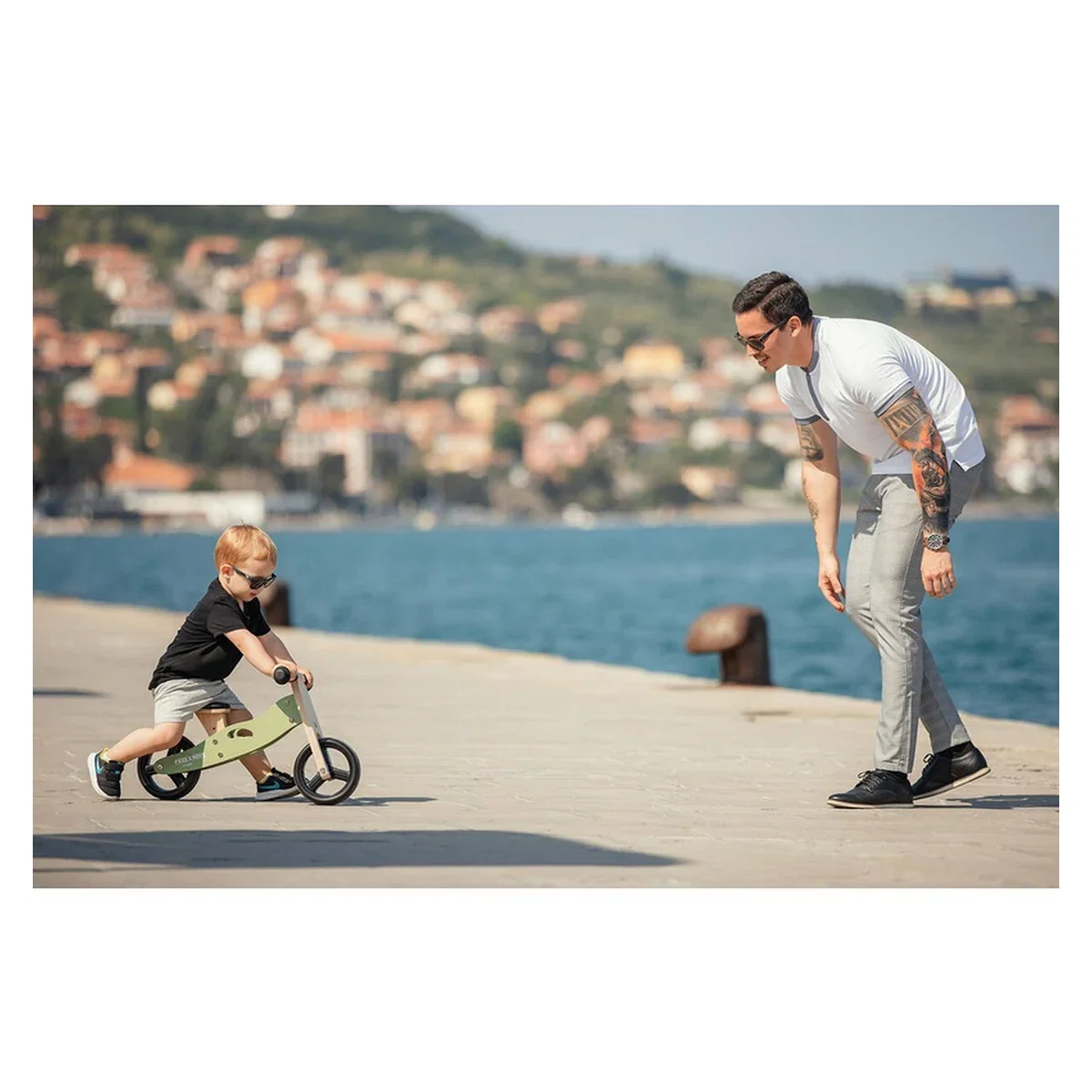 Bicicleta/tricicleta fara pedale, Free2Move, Din lemn, 2 in 1, Functie de bicicleta echilibru, 1-3 ani, Mint [10]