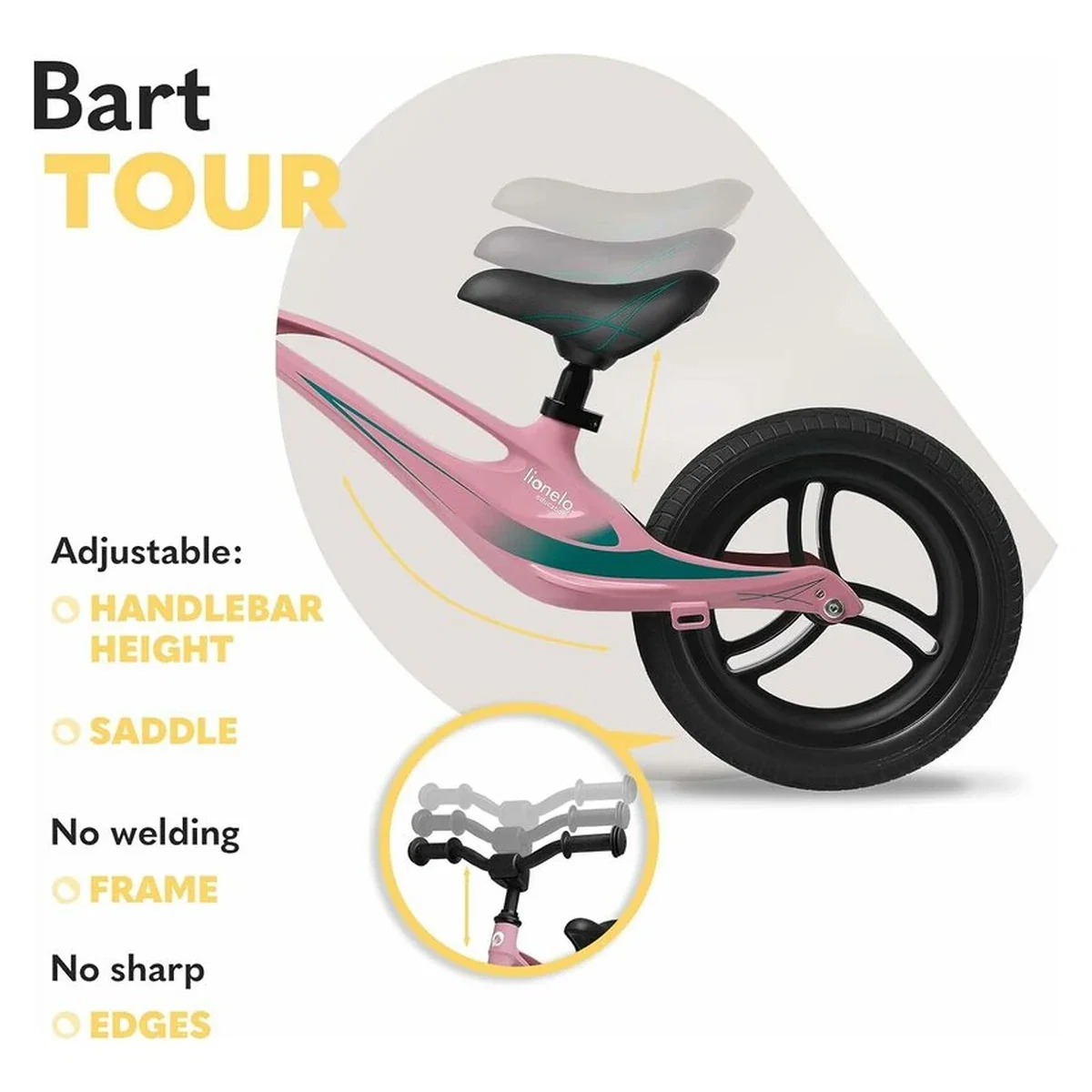 Bicicleta usoara Bart Tour, Fara pedale, Cu cadru din magneziu, Cu ghidon si sa reglabile, Greutate 3.8 Kg, 12 inch [19]