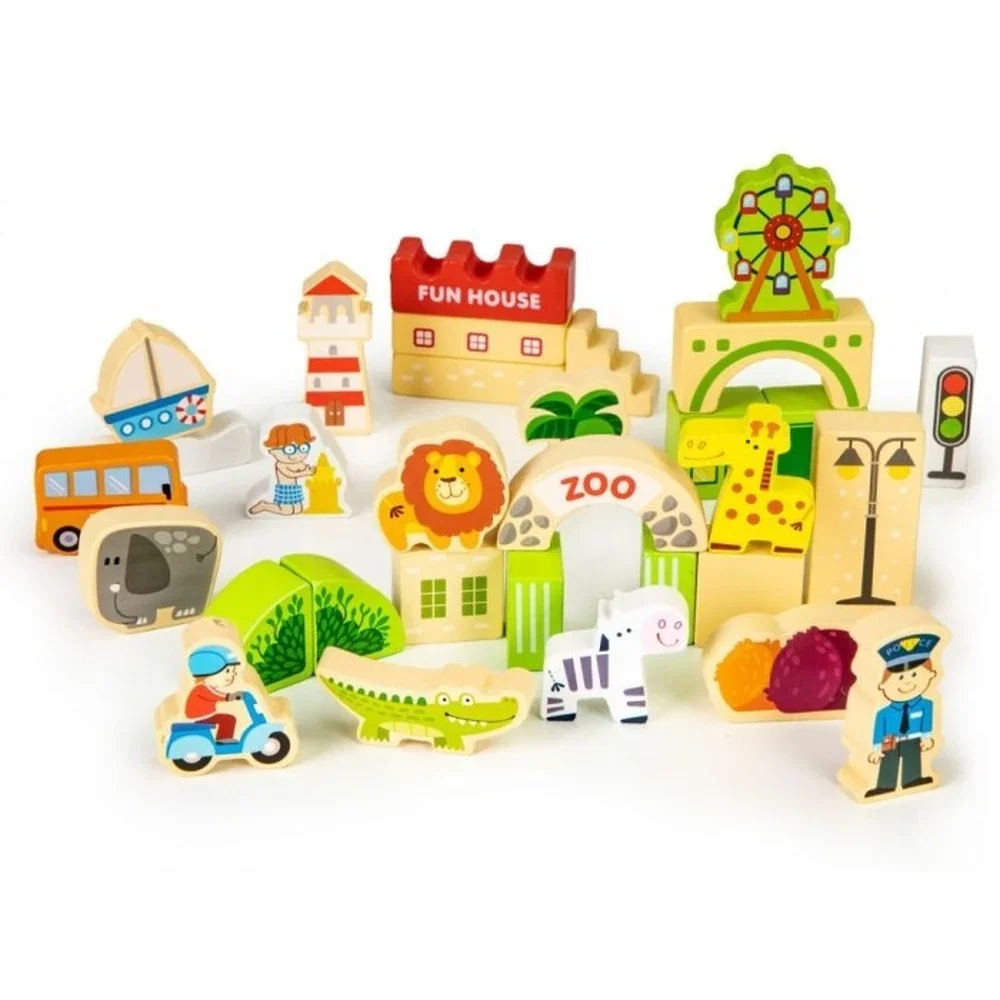 Blocuri din lemn Zoo - 120 elemente Ecotoys 3 ani+ [2]