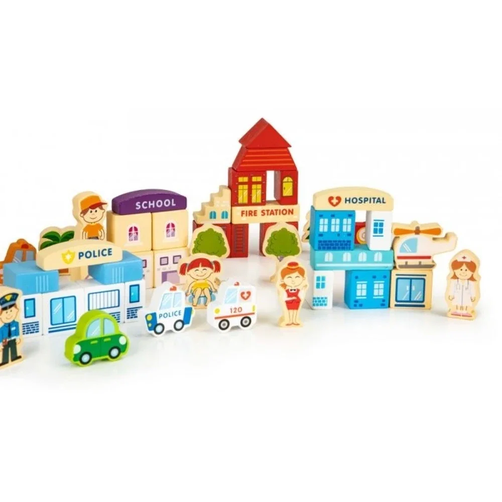 Blocuri din lemn Zoo - 120 elemente Ecotoys 3 ani+ [1]