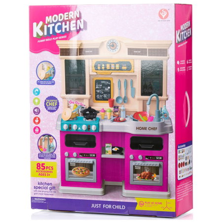 Bucatarie de jucarie Chipolino Kitchen, 83 cm, cu sistem de curgere apa, lumini, sunete si 85 accesorii [10]