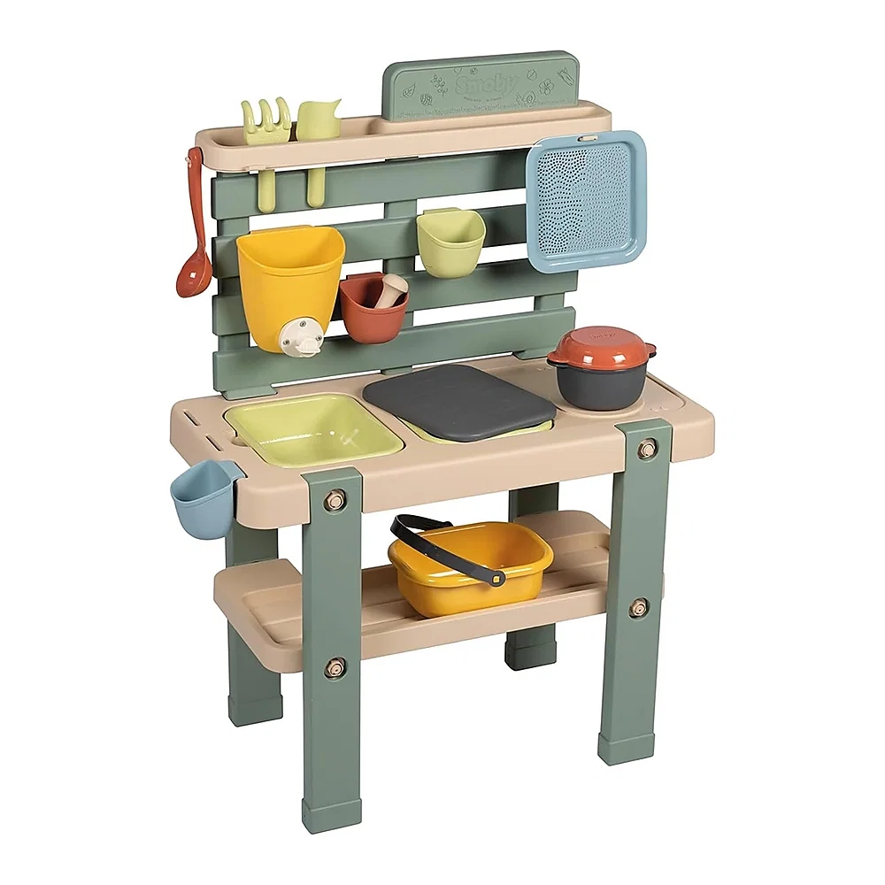 Bucatarii de joaca din lemn - Bucatarie Smoby Mud Kitchen cu 15 accesorii 3 ani +