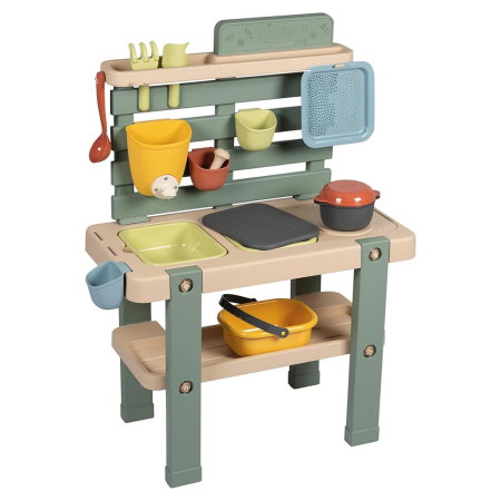 Bucatarii de joaca din lemn - Bucatarie Smoby Mud Kitchen cu 15 accesorii 3 ani +