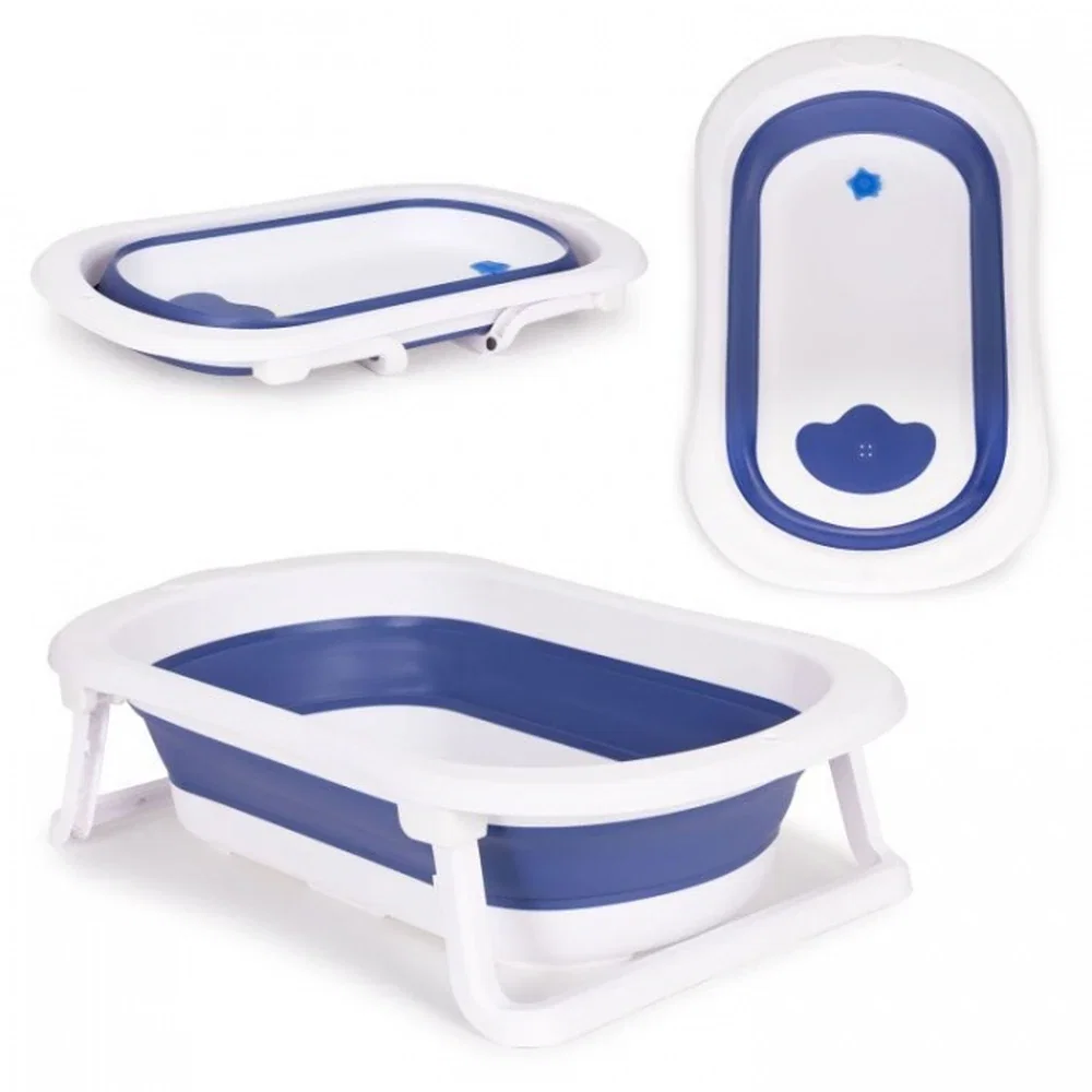 Baita celor mici - Cadita de baie pliabila cu dop de scurgere, Ecotoys - Albastru