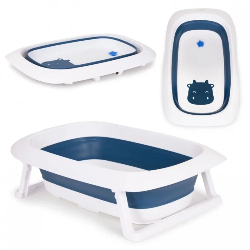 Baita celor mici - Cadita de baie pliabila cu dop de scurgere, Ecotoys - Albastru