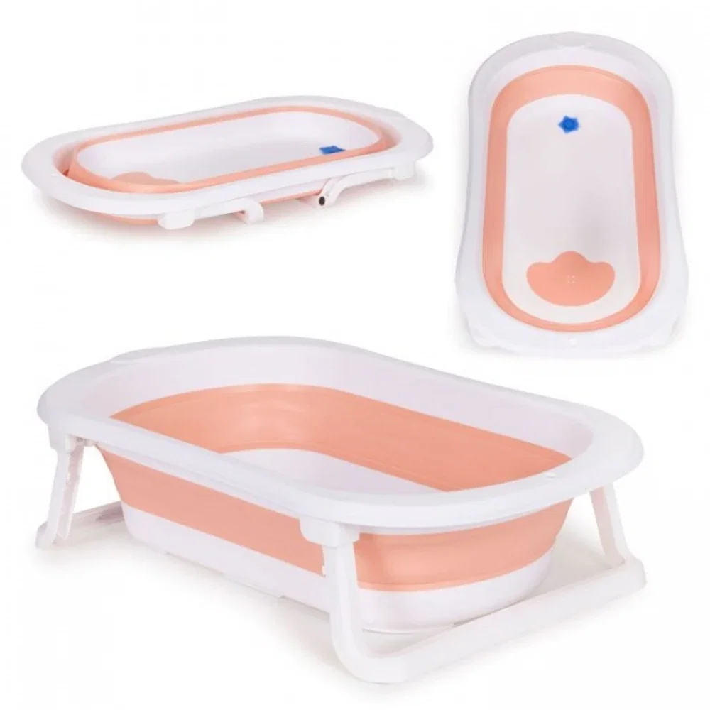 Baita celor mici - Cadita de baie pliabila cu dop de scurgere, Ecotoys - Roz
