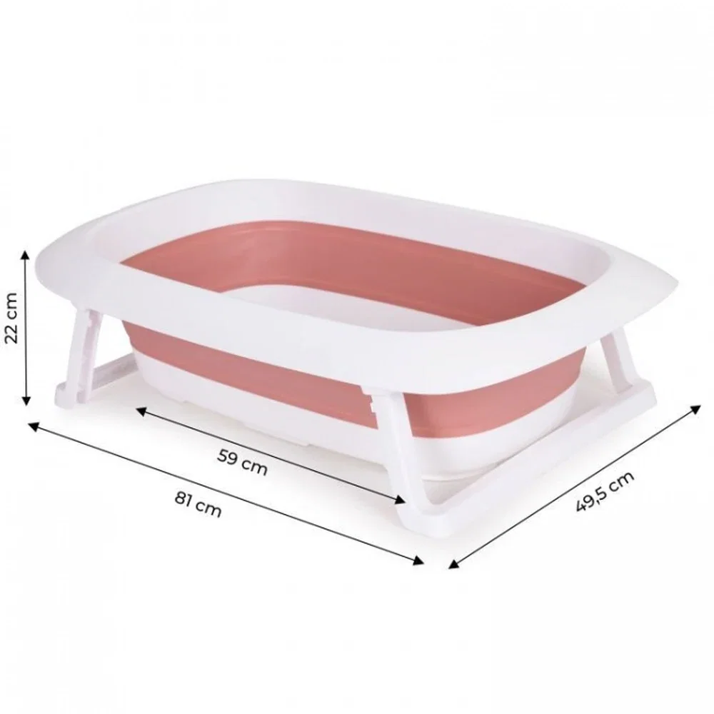 Cadita de baie pliabila cu dop de scurgere, Ecotoys - Roz [5]