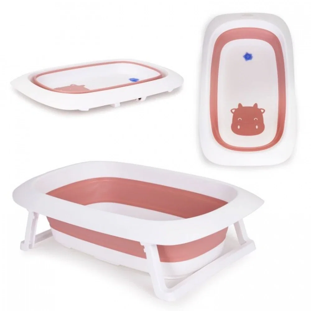 Baita celor mici - Cadita de baie pliabila cu dop de scurgere, Ecotoys - Roz
