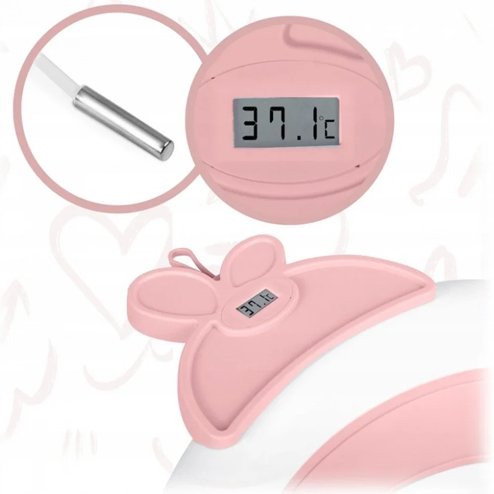 Cadita de baie pliabila, cu dop de scurgere si termometru, Ricokids - Roz 6 ani [8]